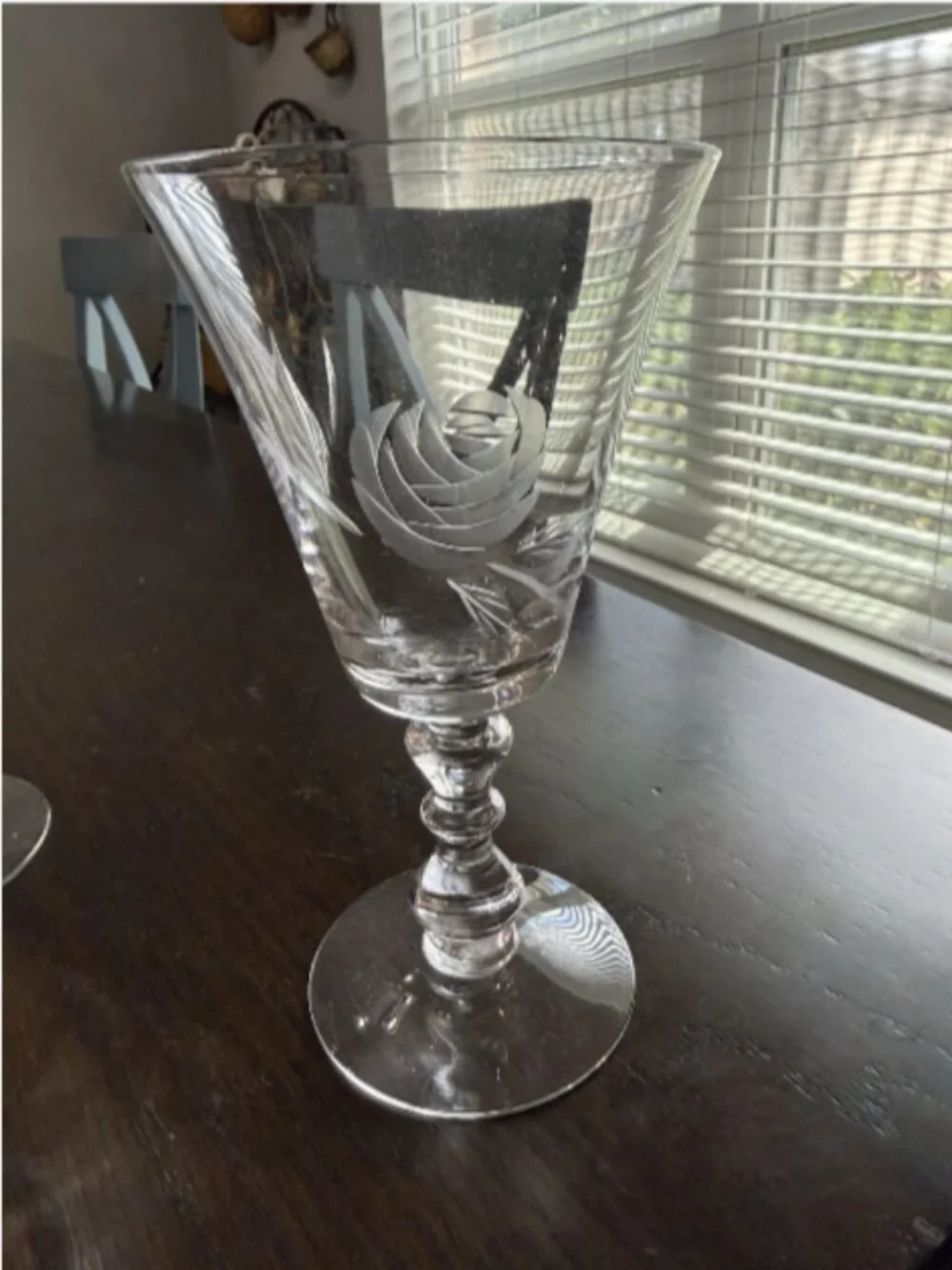 Set of 8 Vintage Fostoria Rose Etched Crystal Goblets